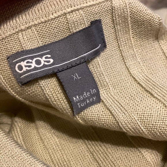 ASOS Design Men’s Muscle Fit Knit Polo Ribbed Short Sleeve‎ tan size XL fitted - Picture 3 of 9